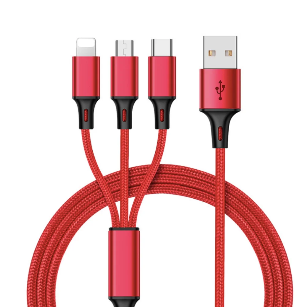 3 в 1 USB кабель для iPhone XS Max XR X 8 7 зарядное устройство Micro USB кабель 2 в 1 кабель для мобильного телефона usb type-c