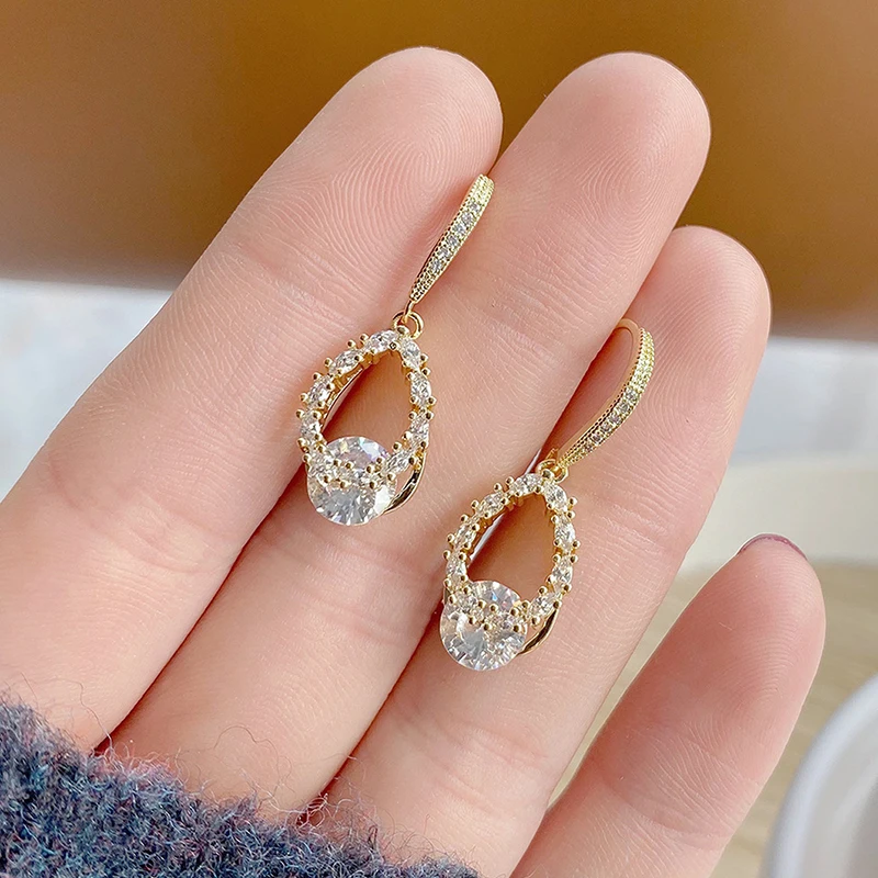 Korean Exquisite Big Rhinestone Women Earring AAA Transparent Zirconia CZ Drop Earrings Wedding Jewelry for Bridal Gift - Image 3