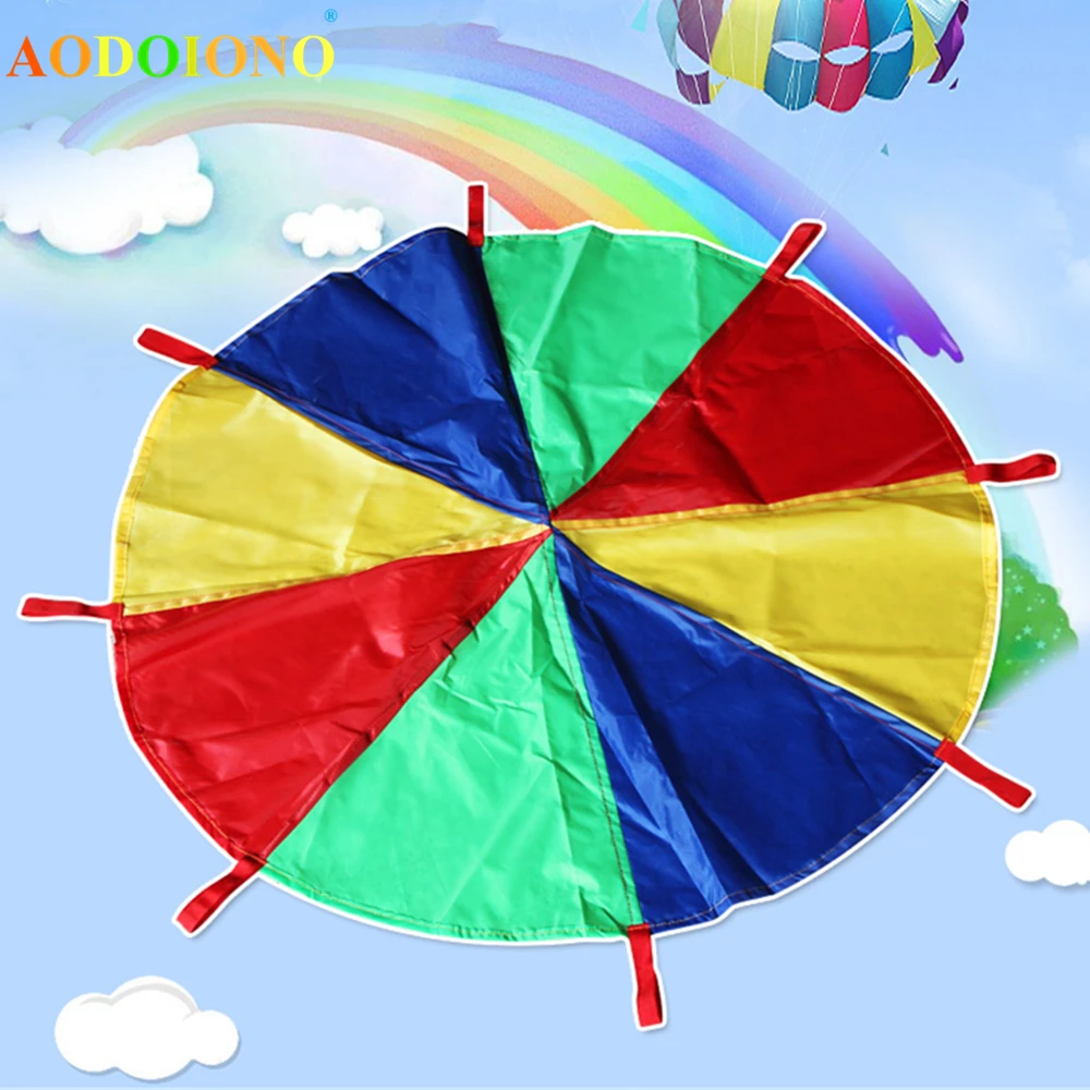 Rainbow Parachute Umbrella Mat Toy Sports Children Kids Kindergarten School Students Outdoor Indoor Team Work Play Game