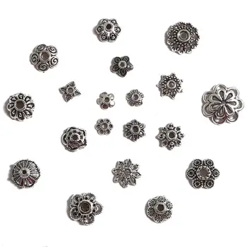 

50pcs 6-14mm Tibetan Antique Sliver Color Metal Beads End Caps Zinc Alloy End Caps For DIY Jewelry Making Findings Supplies