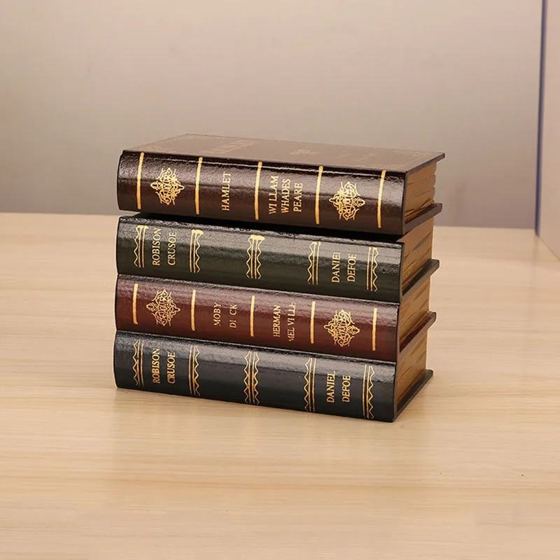 Поддельные книги коробка Винтаж реквизит для хранения Книга ювелирных изделий упаковка исследования книжные украшения деревянные антикварные классические декоративные