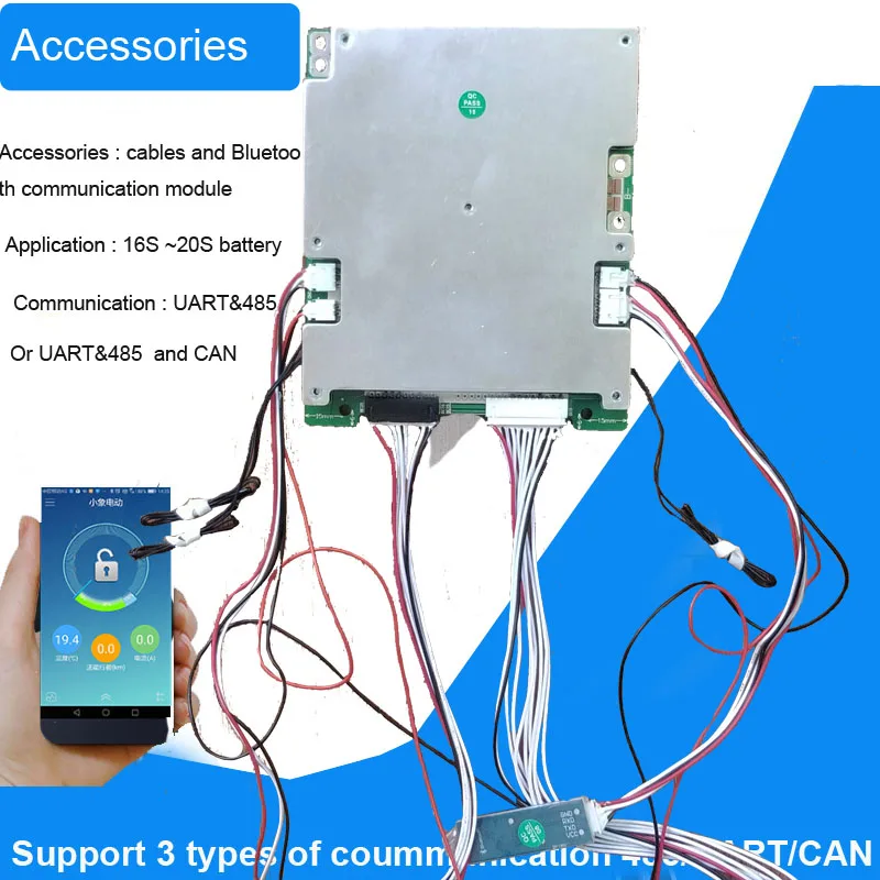 

16S 17S 18S 19S 20S Lithium Ion Lifepo4 Smart BMS 30A 40A 60A 100A Constant current UART dual Communication