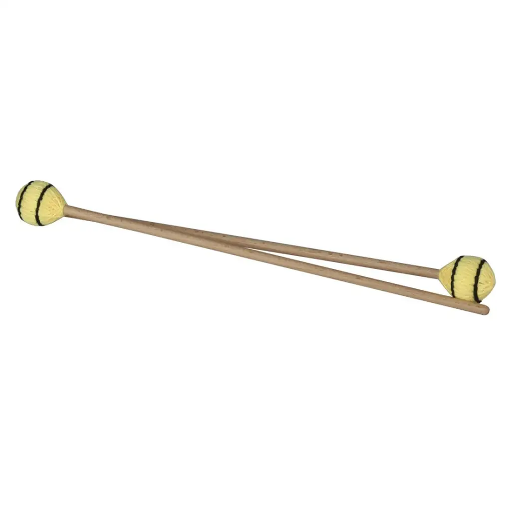 1 пара желтых Mallets Marimba с деревянной ручкой для воспроизведения музыки