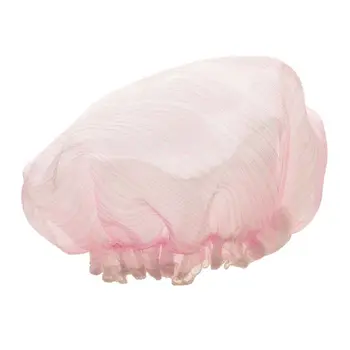 

Waterproof Double Layer Shower Cap Pink Striped Ruffles Lace Reusable Bathing Hair Cover Elastic Band Women Bath Hat