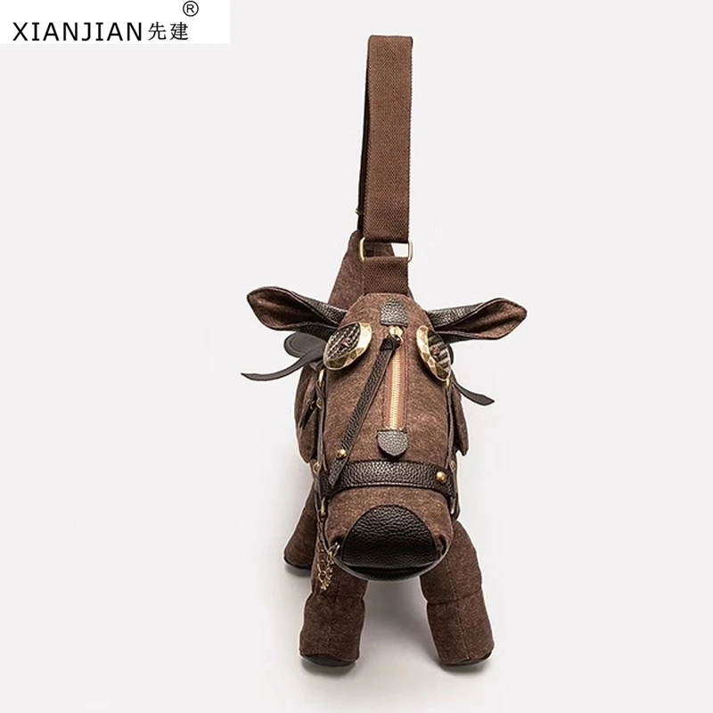 Xianjian, холщовая сумка-мессенджер в форме лошади, сумка через плечо, для глаз, качающаяся, уникальная мультяшная зимняя сумка в форме лошади