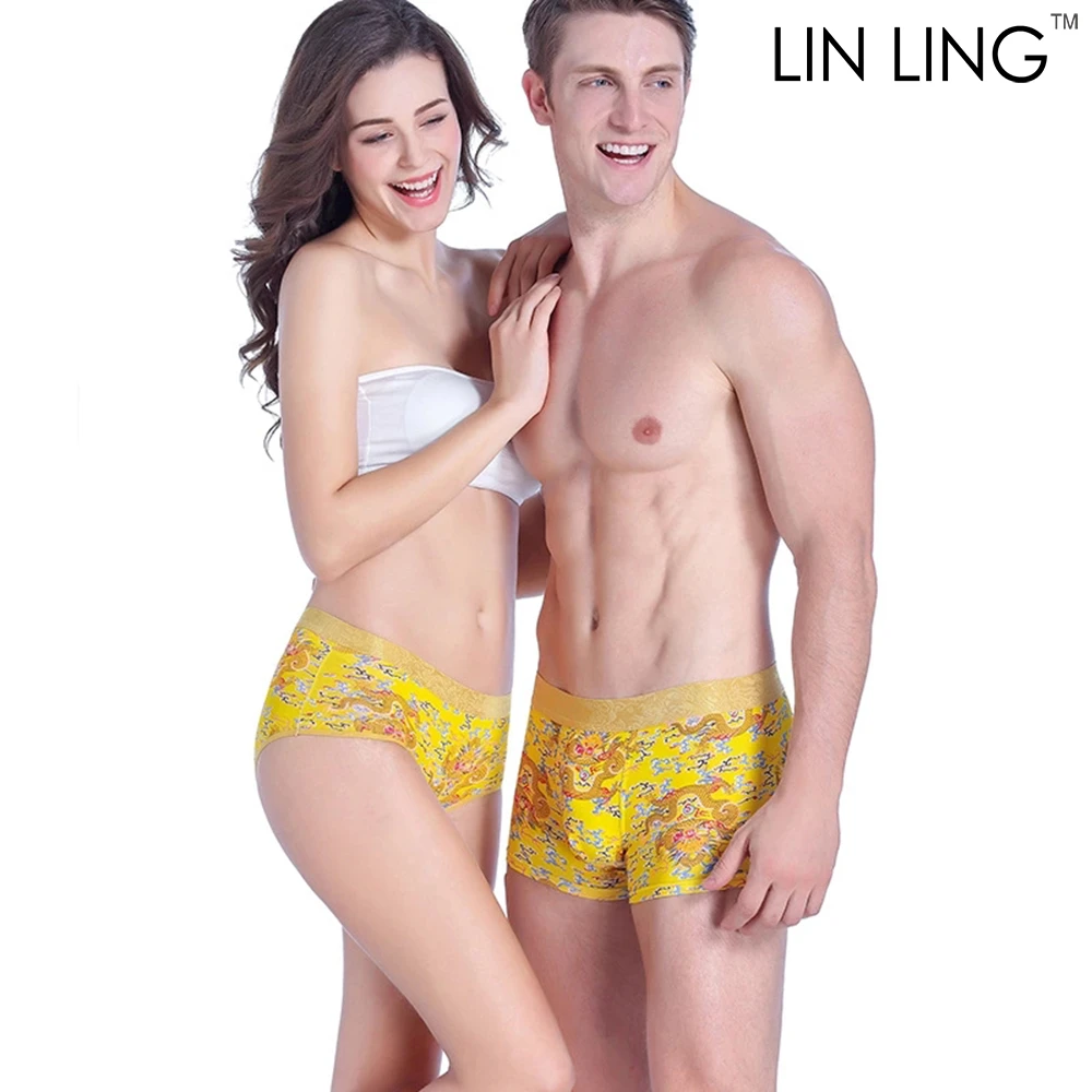 Boxer De Algodon Para Hombre Y Mujer Ropa Interior Con Estampado De Dragon Amarillo Con Cintura Elastica 2021 Bragas Para Mujer Aliexpress