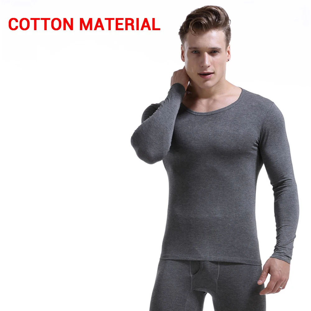 Cotton-Deep Grey Мотоциклетный комплект термобелья, Мужская мотоциклетная куртка+ штаны, длинные рукава, подштанники, сохраняющие тепло, L-3XL, 7 цветов, для зимы и осени - Цвет: Cotton-Deep Grey