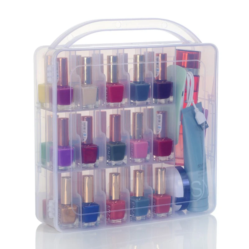 30 Slots Nail Polish Organizer Holder Clear Double Side Storage Box
