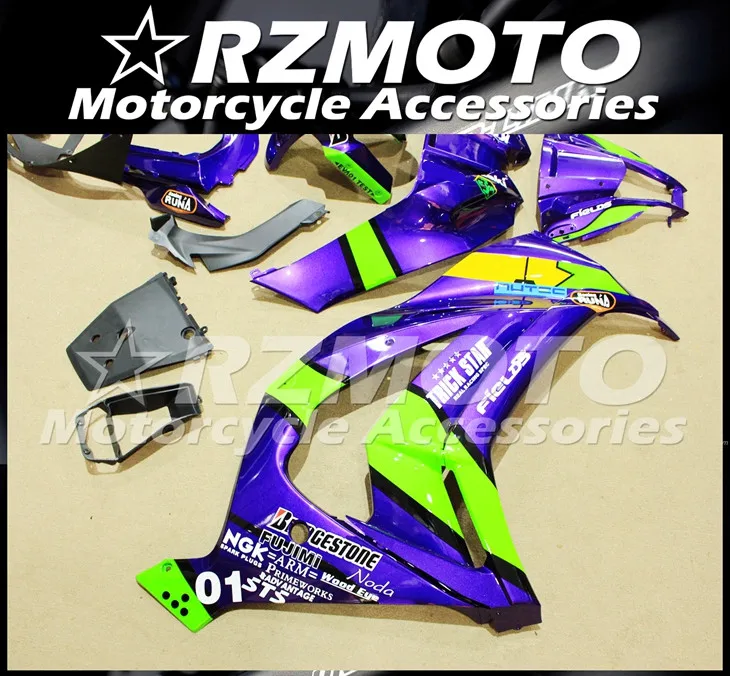 4 подарки ABS Обтекатели комплект подходит для kawasaki Ninja ZX-10R 2011 2012 2013 10R, возрастом 11, 12, 13, 14, 15, корпус пурпурного цвета в комплекте; вечерний комплект из зеленых