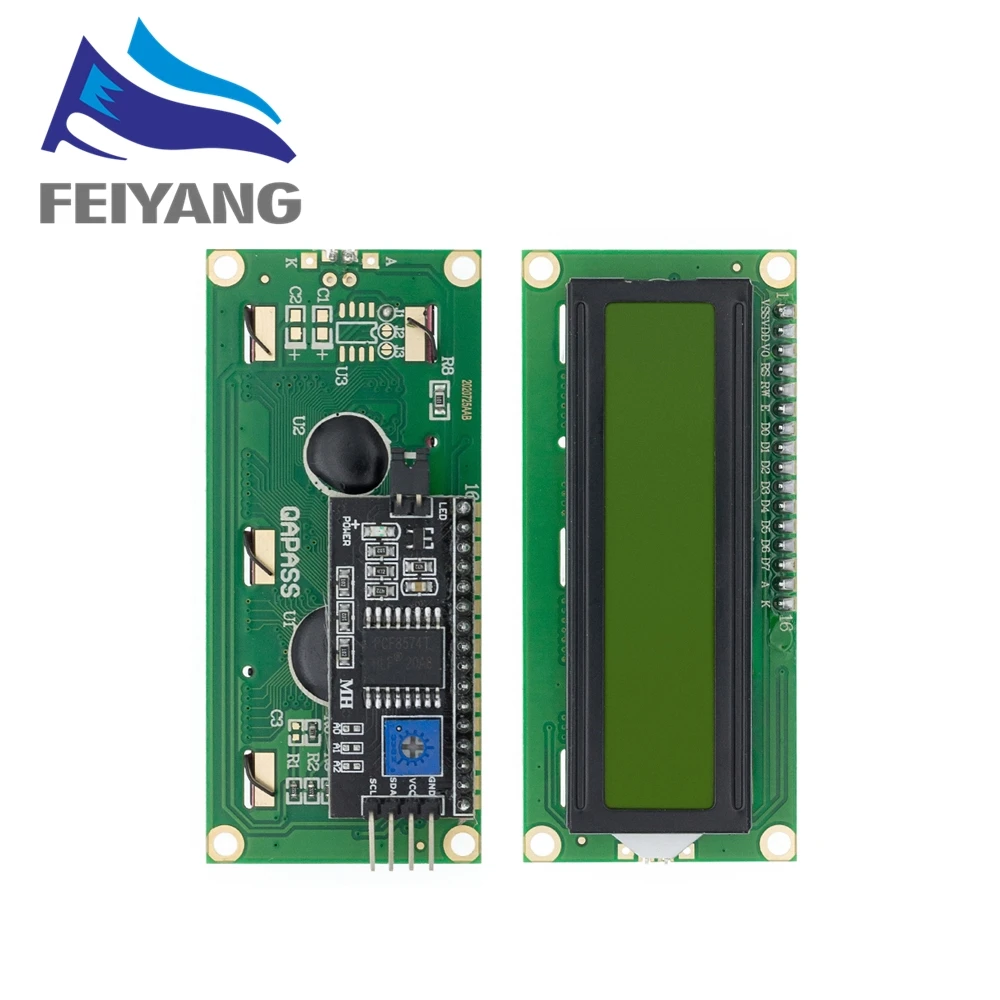 Display Module LCD Display Module LCD1602 1602 LCD Module Blue / Yellow Green Screen 16x2 Character LCD Display PCF8574T PCF8574 IIC I2C Interface 5V for arduino
