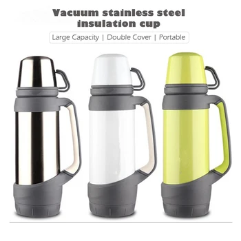 

Creative double lid portable Thermal Kettle stainless steel Vacuum Thermos 1.2L large capacity Travel Kettle sports Bottle