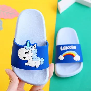 

Unicorn Slippers For Kids New Summer Boy Girl Beach Shoes Baby Toddler Soft Indoor Bathroom Slippers Flip Flops