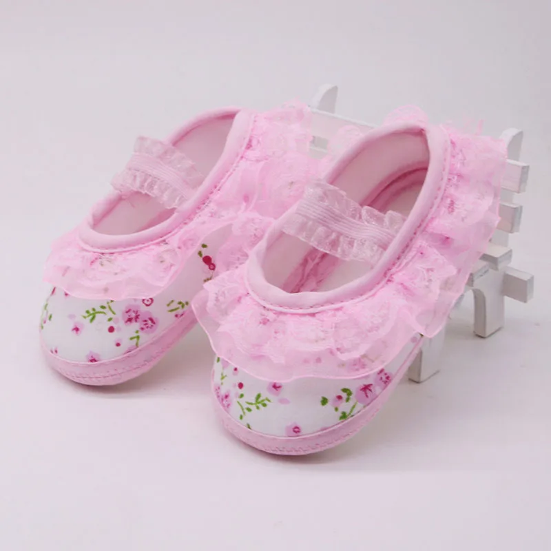 New Spring Autumn Newborn Baby Girl Shoes Princess Lace Shoes Soft Sole Crib Shoes Anti-slip Toddler First Walker Kid Shoes