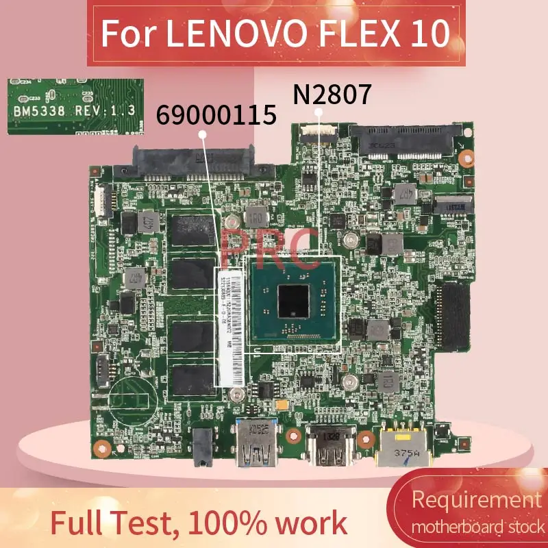 

69000115 For LENOVO FLEX 10 N2807 2GB Notebook Mainboard BM5338 REV.1.3 DDR3 Laptop motherboard