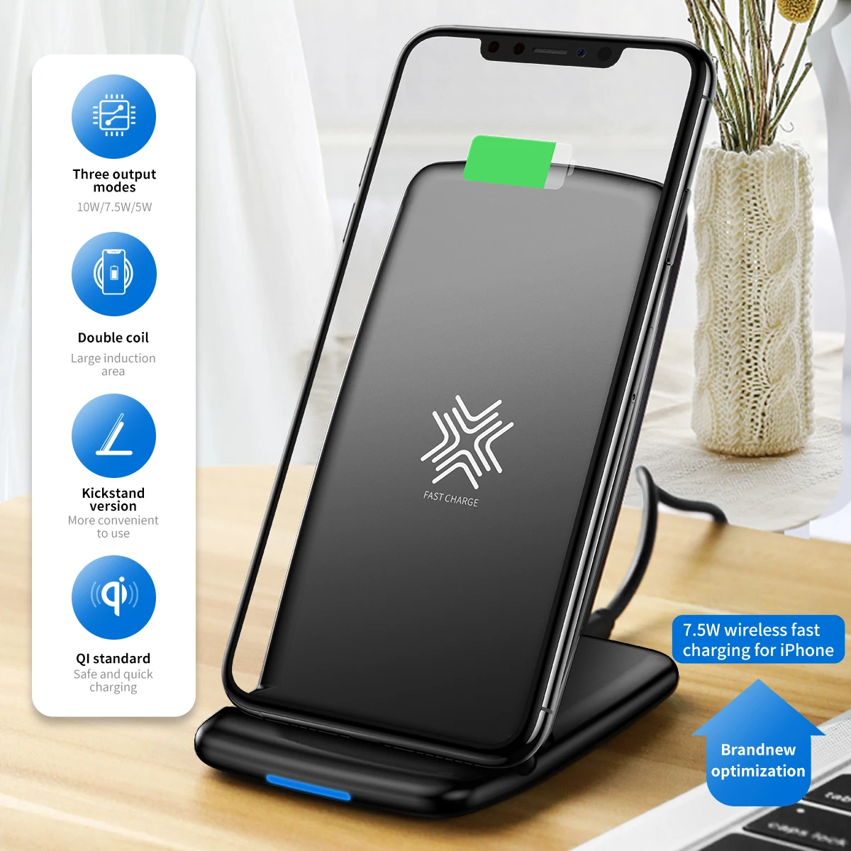 ROCK W3 Pro Qi Беспроводное зарядное устройство 10 Вт для iPhone11pro XR MAX быстрая зарядка док