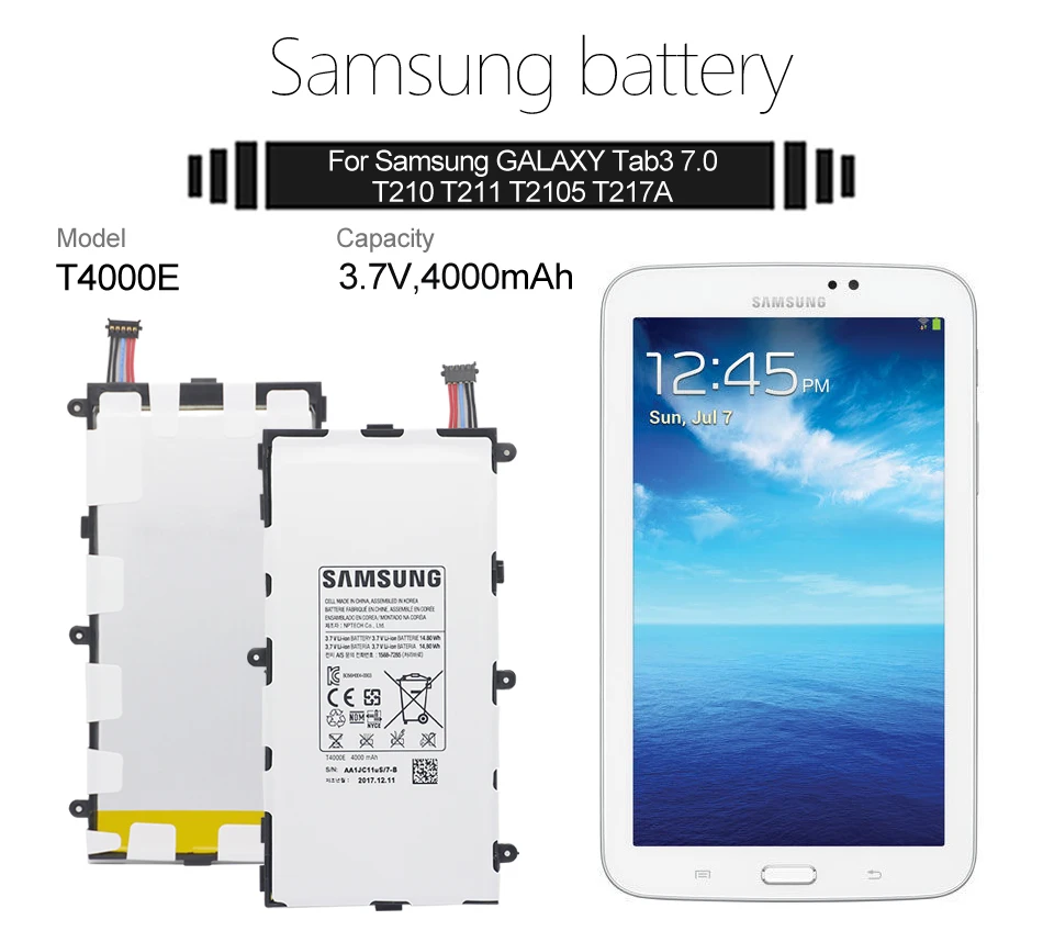 Оригинальная батарея samsung T4000E для samsung Galaxy Tab 3 7,0 T211 T210 T215 T210R T217A SM-T210R T2105 P3210 P3200 4000 мА-ч