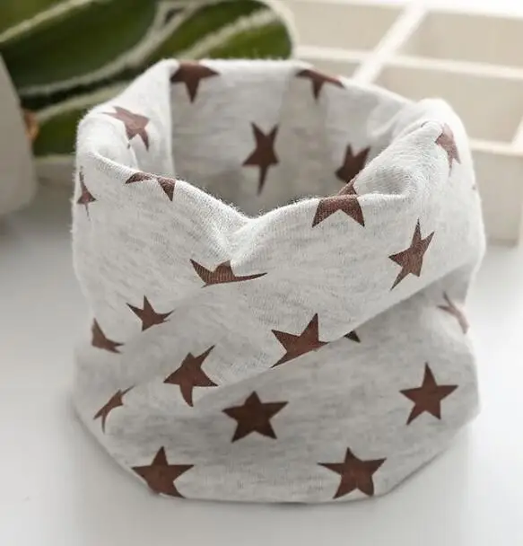 new star grey Новинка года; хлопковый Детский шарф с рисунком цветов, сердечек и животных; Детский Теплый шейный платок с капюшоном и воротником для девочек и мальчиков - Цвет: new star grey