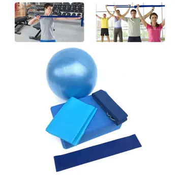 

5 Pcs Yoga Equipment Set with Yoga Ball Blocks Stretching Strap Resistance Loop 27RD