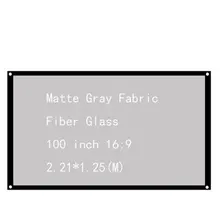 Thinyou 100 inch 16:9 Matte Gray Fabric Fiber Glass Portable projector screen White for Wall Mounted Home Theater Bar