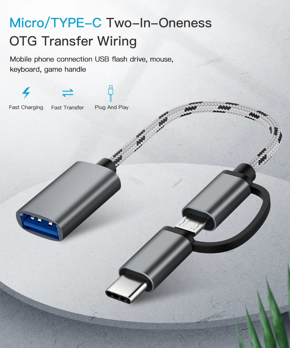 2 в 1 USB 3,0 OTG кабель Портативный type-C Micro USB OTG Кабель-адаптер usb type C штекер USB 3,0 A Женский OTG кабель для передачи данных адаптер