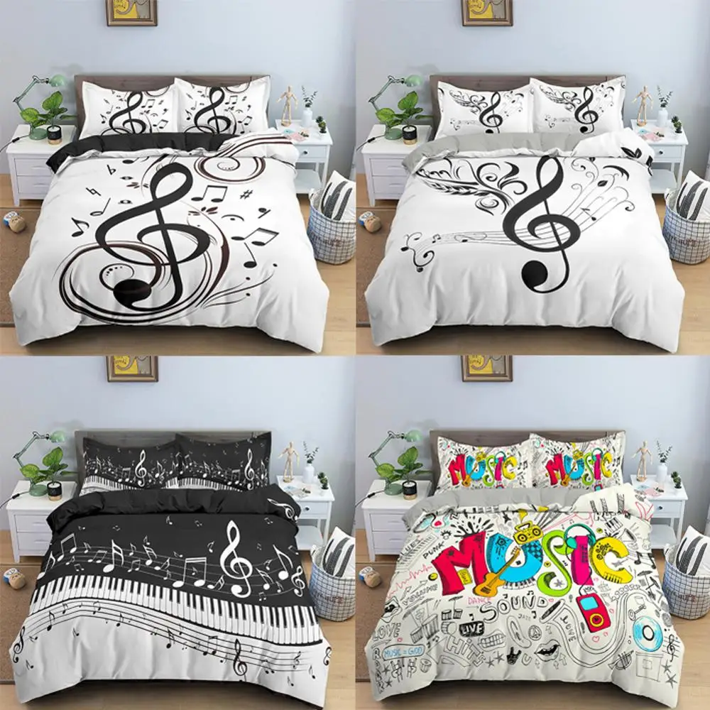 

2/3pcs Bedding Set 3D Musical Note Letter Bed Sets Colorful Duvet Cover European Size King Queen Quilt Cover Comforter Cover