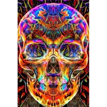 

Diy 5D Diamond Painting By Number Kit, Full Diamond Skull Rhinestone Embroidery Cross Stitch Arts Craft For Canvas Wall Decor