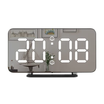 

QMJHVX Mirror Digital Alarm Clock LED Electronic Temperature Wall Table Snooze Clocks despertador digital reveil