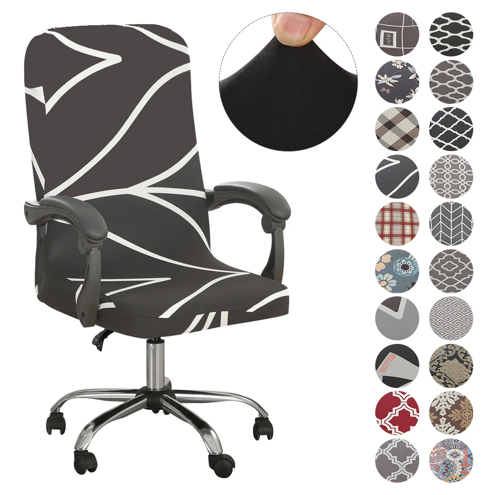 Printed Elastic Chair Covers Anti dirty Rotating Stretch Office