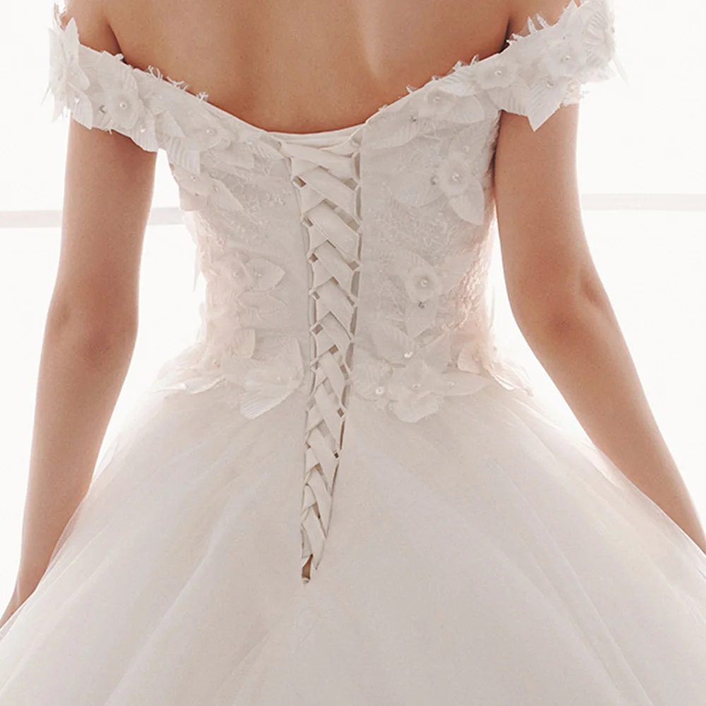 Свадебное платье принцессы Vestidos De Noiva Бисер цветочной аппликацией, роскошная, для невесты платья большого размера