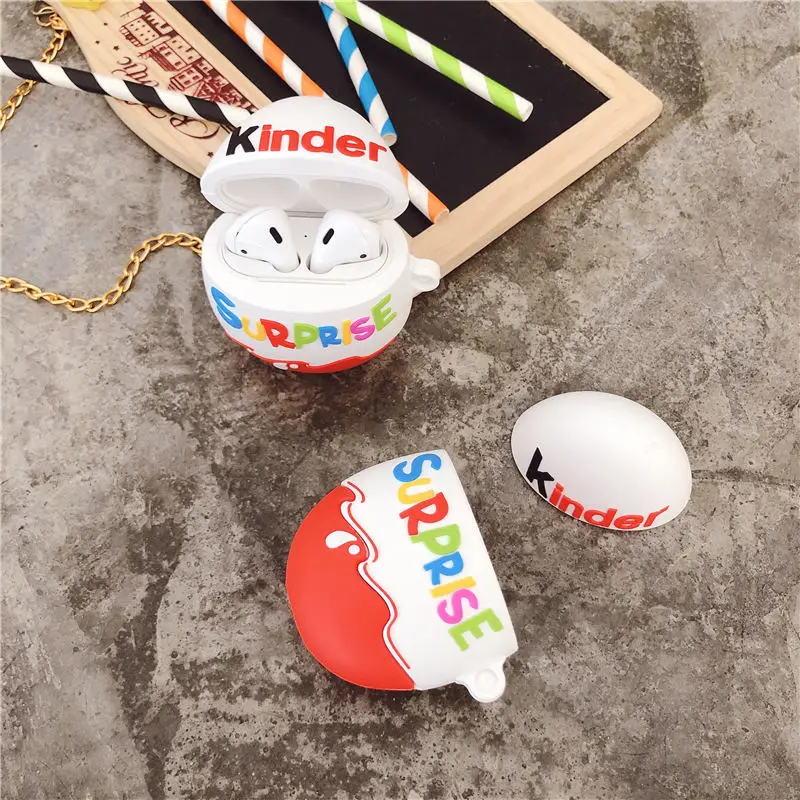 3D Kinder Fun Eggs Bluetooth чехол для наушников для Airpods 1 2 шоколадный сюрприз мягкий силиконовый Airpods гарнитура зарядная коробка