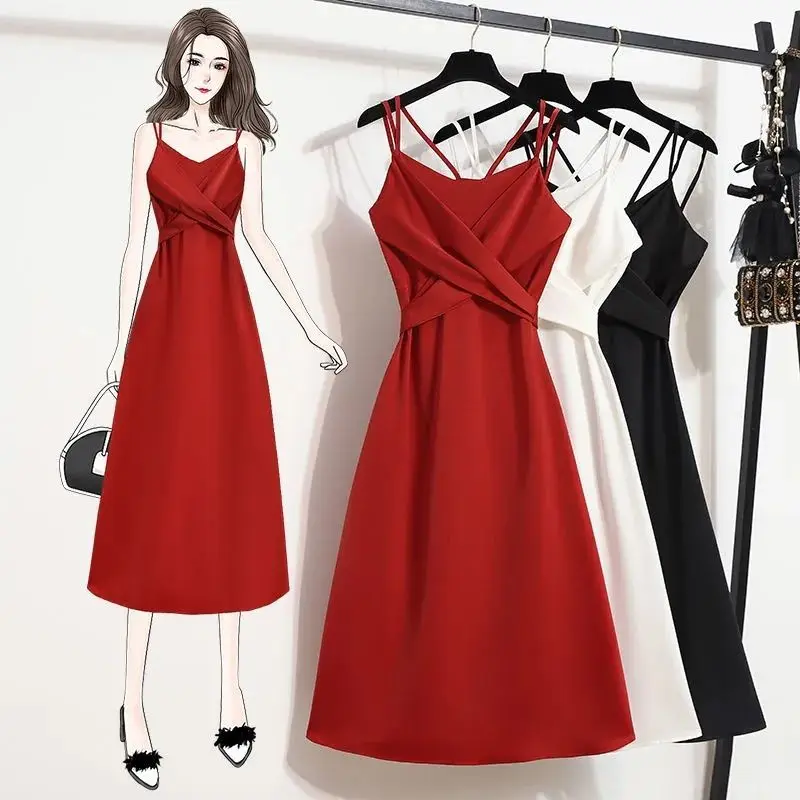 2021 summer new French style niche design sense suspender dress  fashion temperament skirt female trend Ulzzang y2k sexy dress plus size dresses