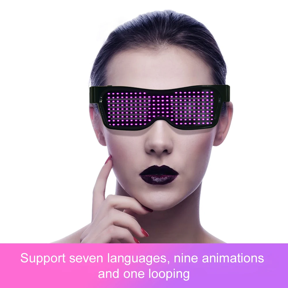 LED Light up Glasses Glowing Glasses USB Rechargeable Wireless with Flashing LED Display Party Bars Glowing Luminous Glasses