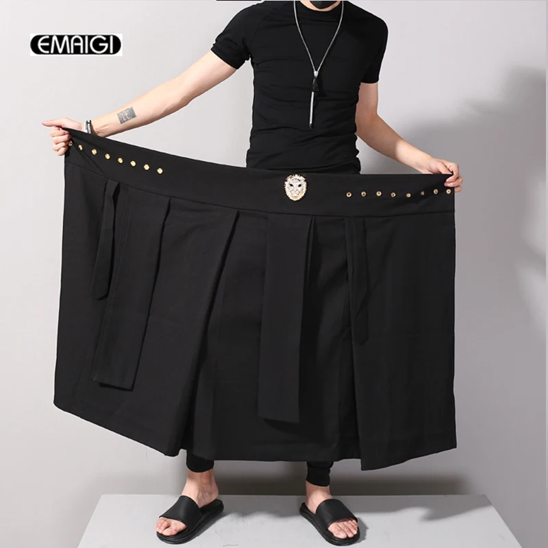 Discreto plan Caliza Falda informal de cintura ajustable para hombre, pantalones Harem sueltos,  decoración de cabeza de leopardo, Punk, Hip-hop, espectáculo de moda  masculina _ - AliExpress Mobile