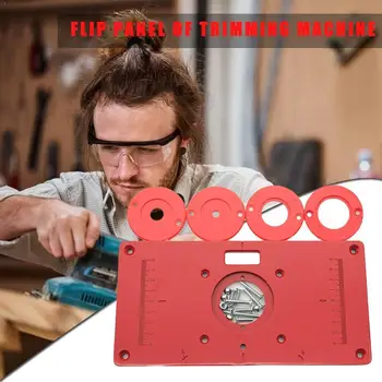 

Multifunctional Aluminum Router Table Plate w/ 4 Router Trimmers For Woodworking Screws Insert Benches Rings Routers Z6B7 G9E5