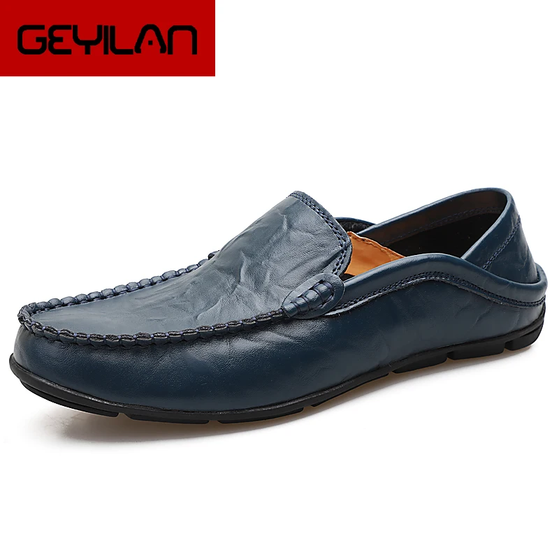 

2019 Spring Summer NEW Men's Loafers Lazy soft Flat Casual Shoes Men Breathable Slip-On Soft Leather Driving Shoes Moccasins