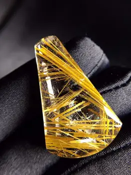 

Certificate Natural Gold Rutilated Quartz Flower Wealthy Rectangle Pendant 36*22.7*10mm Crystal Pendant Jewelry AAAAAA
