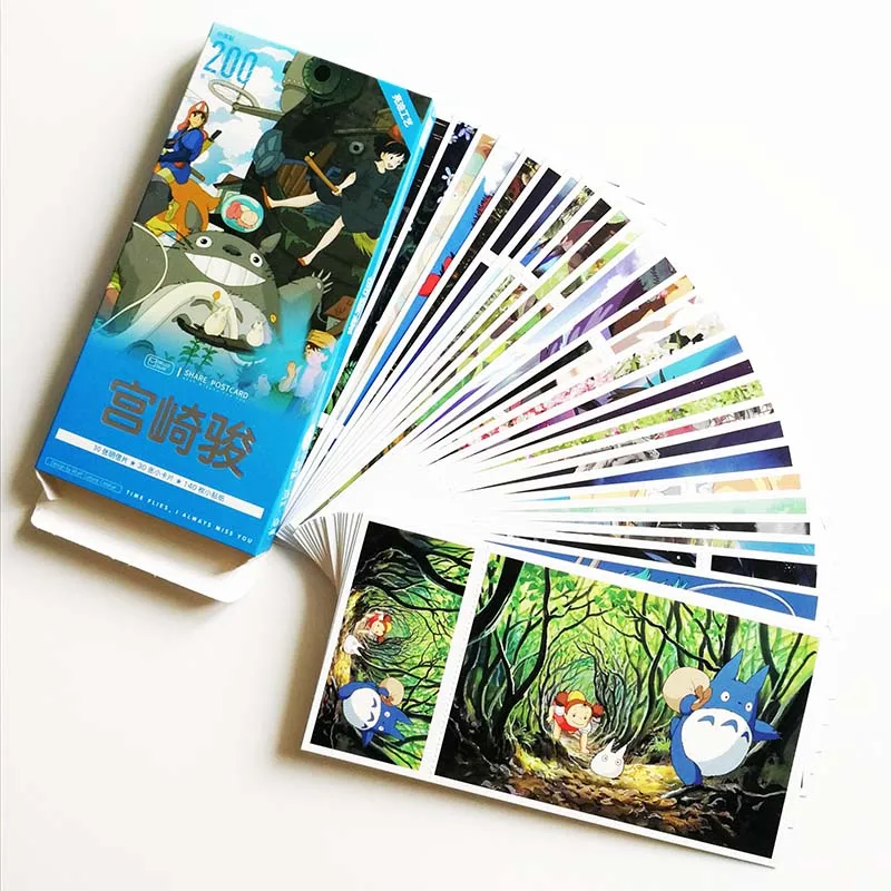 

30Pcs/set Hayao Miyazaki Animation Postcards with 30 Chinese Mini Cards & Stickers Manga Greeting Cards Gifts Cards