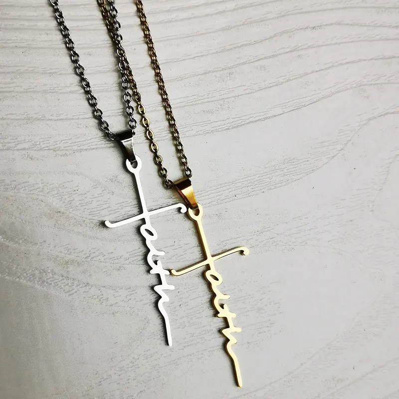 Wholesale 10pc/lot New Stainless Steel Cross Pendant Necklace Faith Necklaces Women Men Fashion