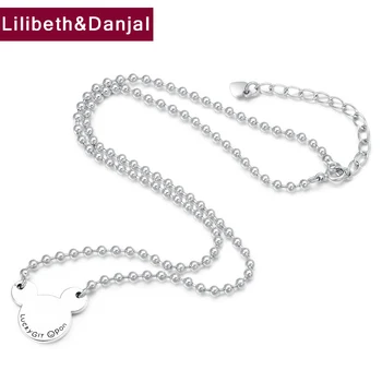 

Women Necklace Pendant Real 925 Sterling Silver Fashion Cute Mouse Letter Pearl Chain Necklace Jewelry accesorios mujer 2019 N06