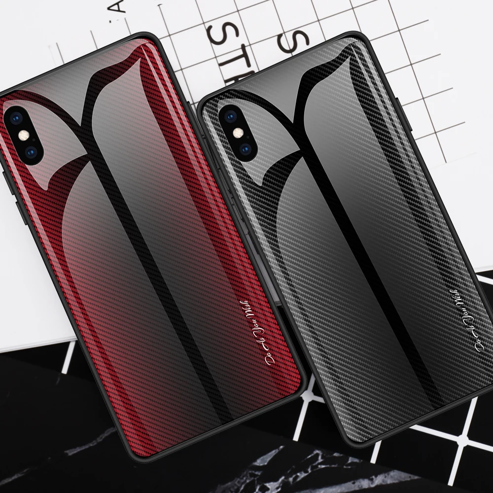 100pcs Stripe Gradient Glass Phone Case for IPHONE 11/XS MAX 6.5/XR 6.1/XS Gradient Glass phone shell for IPHONE 7/8 Plus/6s/5