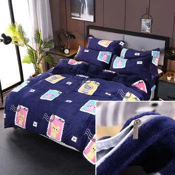 

Bedding Sets Duvet Cover With Pillow Case Home Textile Microfiber Polyester Set of Bed Flannel Europe Size Fast Warm For Nordic