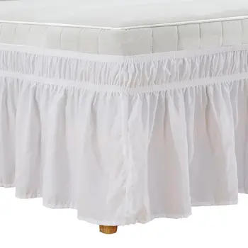 

Wrap Around Bed Skirt Elastic Dust Ruffle Bed Skirts Solid Color Easy On Easy Off Wrinkle & Fade Resistant Classic Stylish