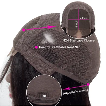 Moxika 4x4 Lace Closure Wig Brazilian Body Wave Lace Front Wig With Baby Hair Human Hair Lace Front Wigs Middle Part Remy Hair 6