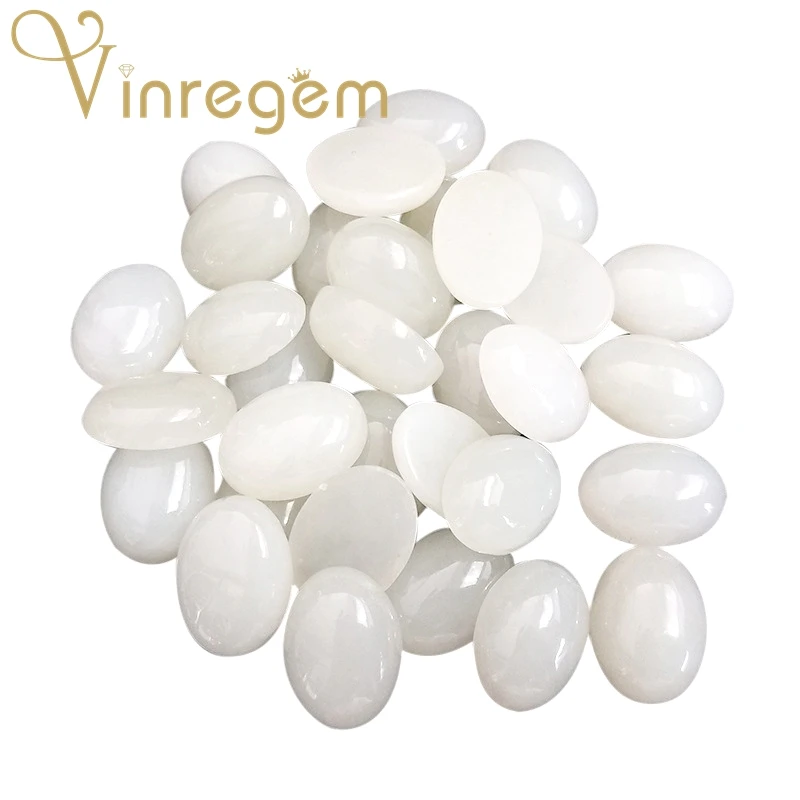 

Vinregem Branded 1PCS Top Quality 9*11 MM Natural Oval Cut White Hetian Jades Loose Gemstones For DIY Jewelry Making Wholeslae