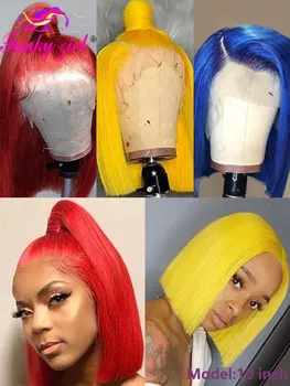 

13X6 Lace Front Wigs Ombre Short Bob Color 613 Blonde Peuvian Straight Lace Front Human Hair Wigs For Black Women 150% Non-Remy