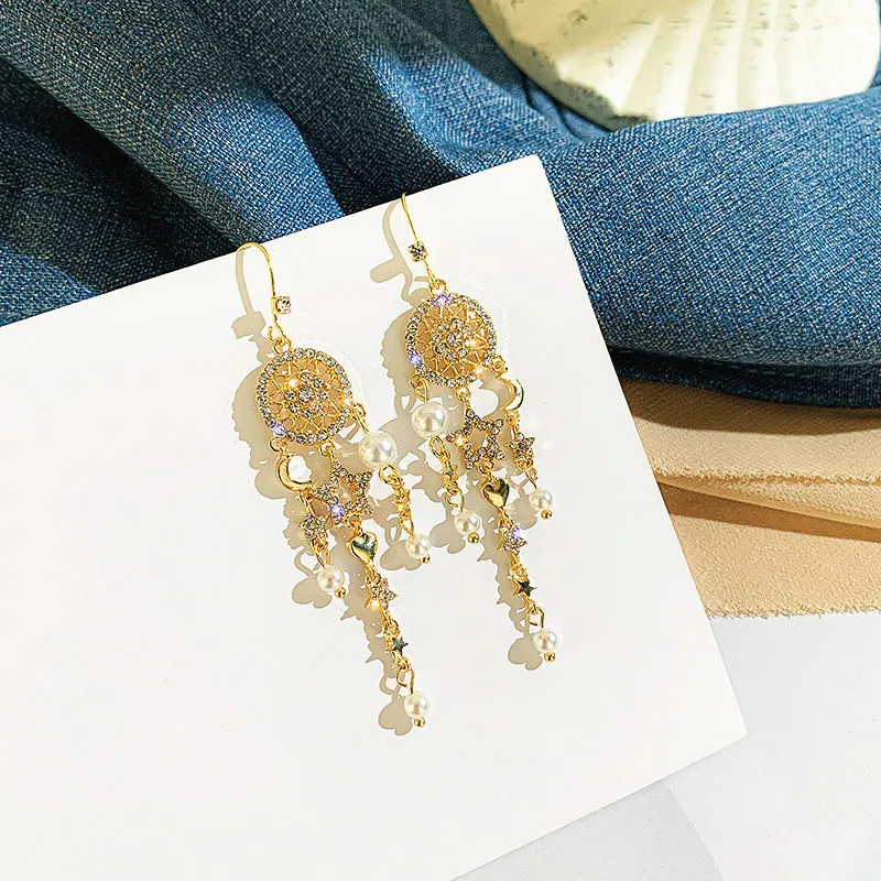 Женские длинные серьги-кисточки со звездами и цирконом 2019 | Украшения аксессуары