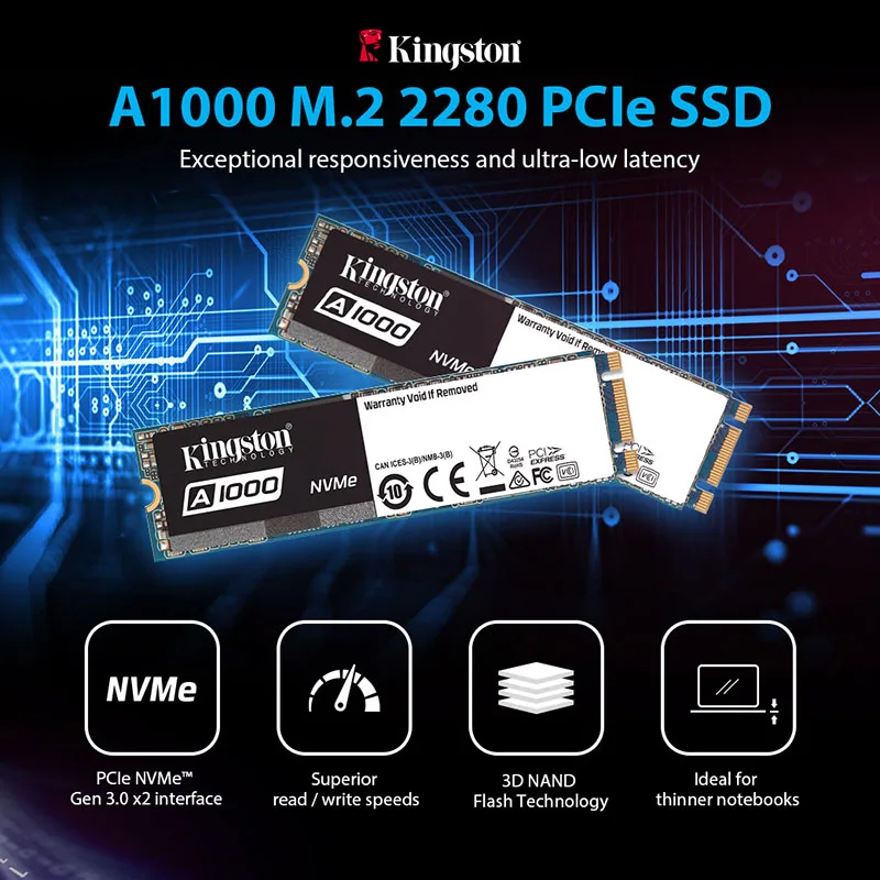 Kingston A1000 NVMe M.2 2280 SATA SSD 120 ГБ 240 ГБ 480 ГБ 960 ГБ Внутренний твердотельный диск Жесткий диск SFF для ПК ноутбука ультрабука