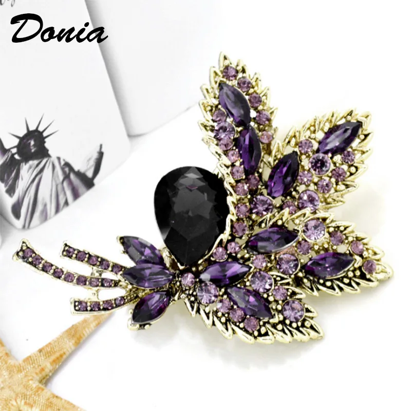 

Donia Jewelry Fashion large brooch high-end luxury fashion glass bow three-color flower brooch ladies coat brooch scarf pin
