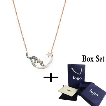 

2020 Fashion SWA CATTITUDE Necklace Rose Gold Cute and Exquisite Cat Moon and Star Shape Romantic Ladies Jewelry Free Shipping
