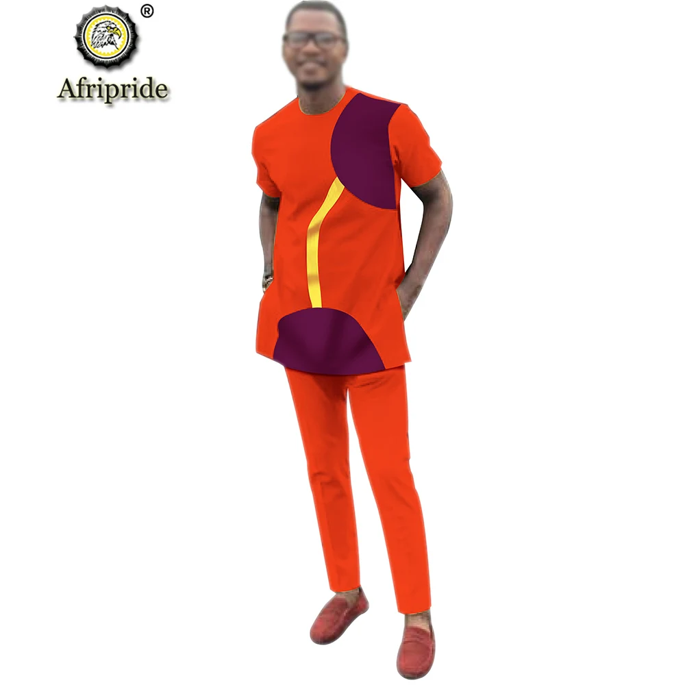 Promo Dashiki Men Outfits African Clothing Ankara Tops and Pants Set Tribal Tracksuit Shirt Blouse Pockets AFRIPRIDE S1916047